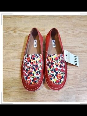Myra cherry red leather slip-on Moc Toe shoes